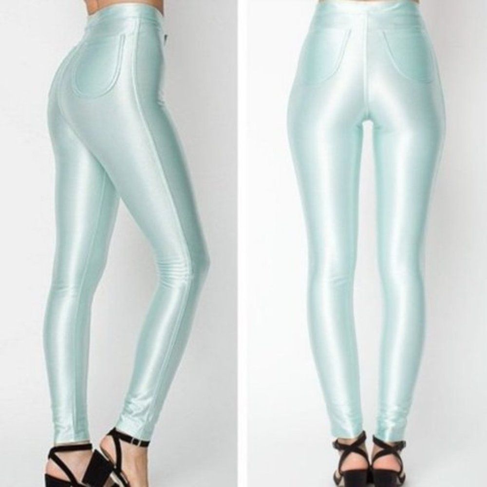 American Apparel Disco Pant in Menthe (Mint) Green High Waisted leggings